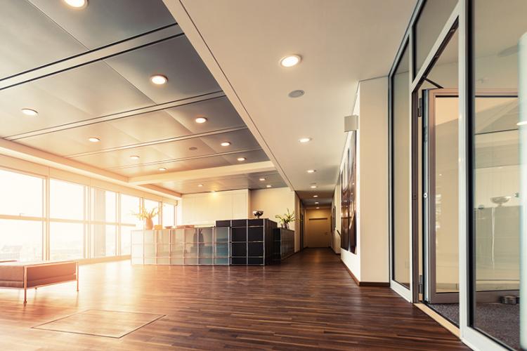 Empty office interior lit up